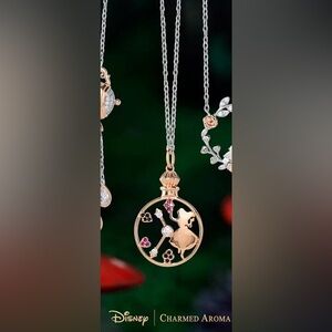 Disney Alice in wonderland rose gold necklace